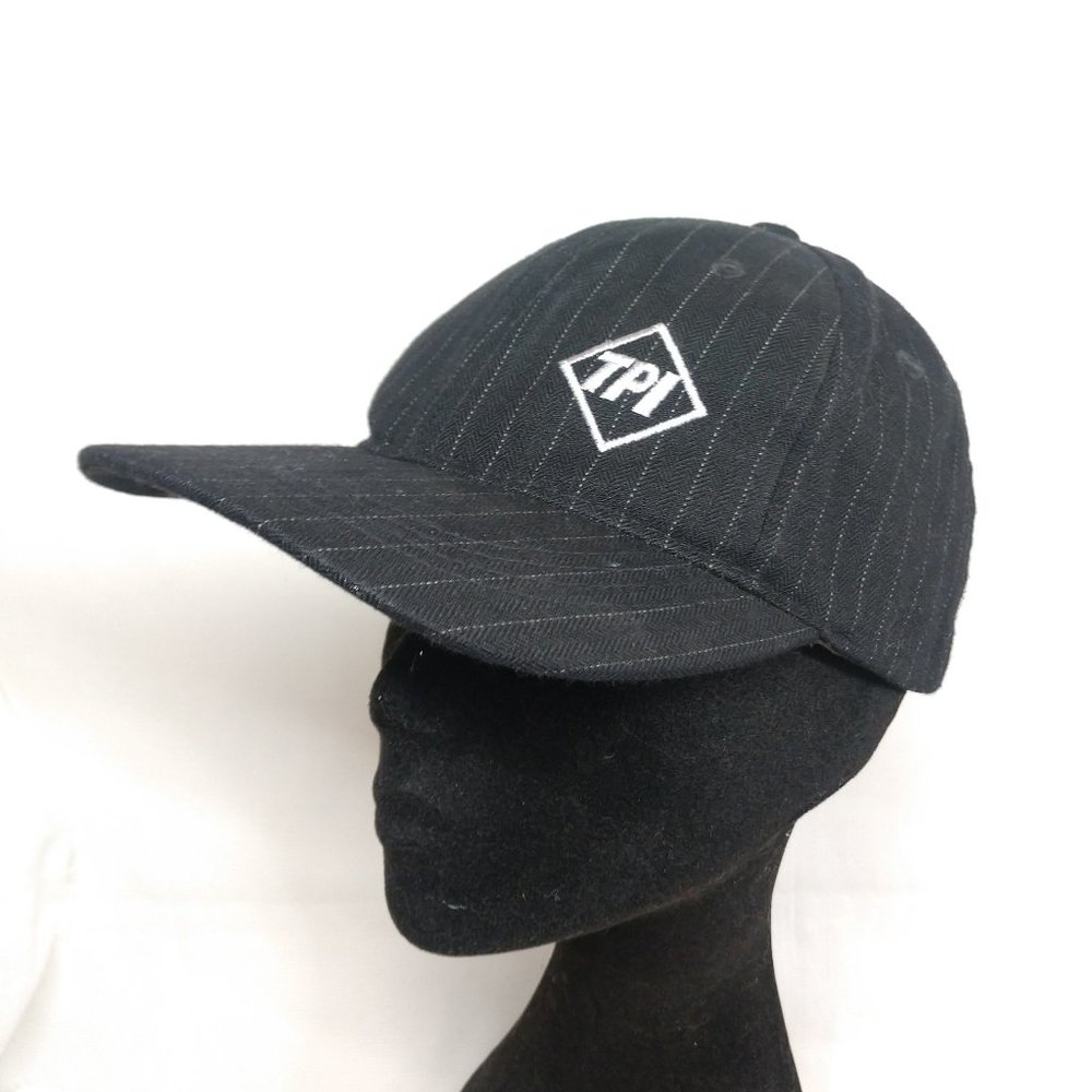 3/$20🖤 TPI Embroidery Men's OS Adjustable Black Pinstriped Hat Cap Diamond Logo